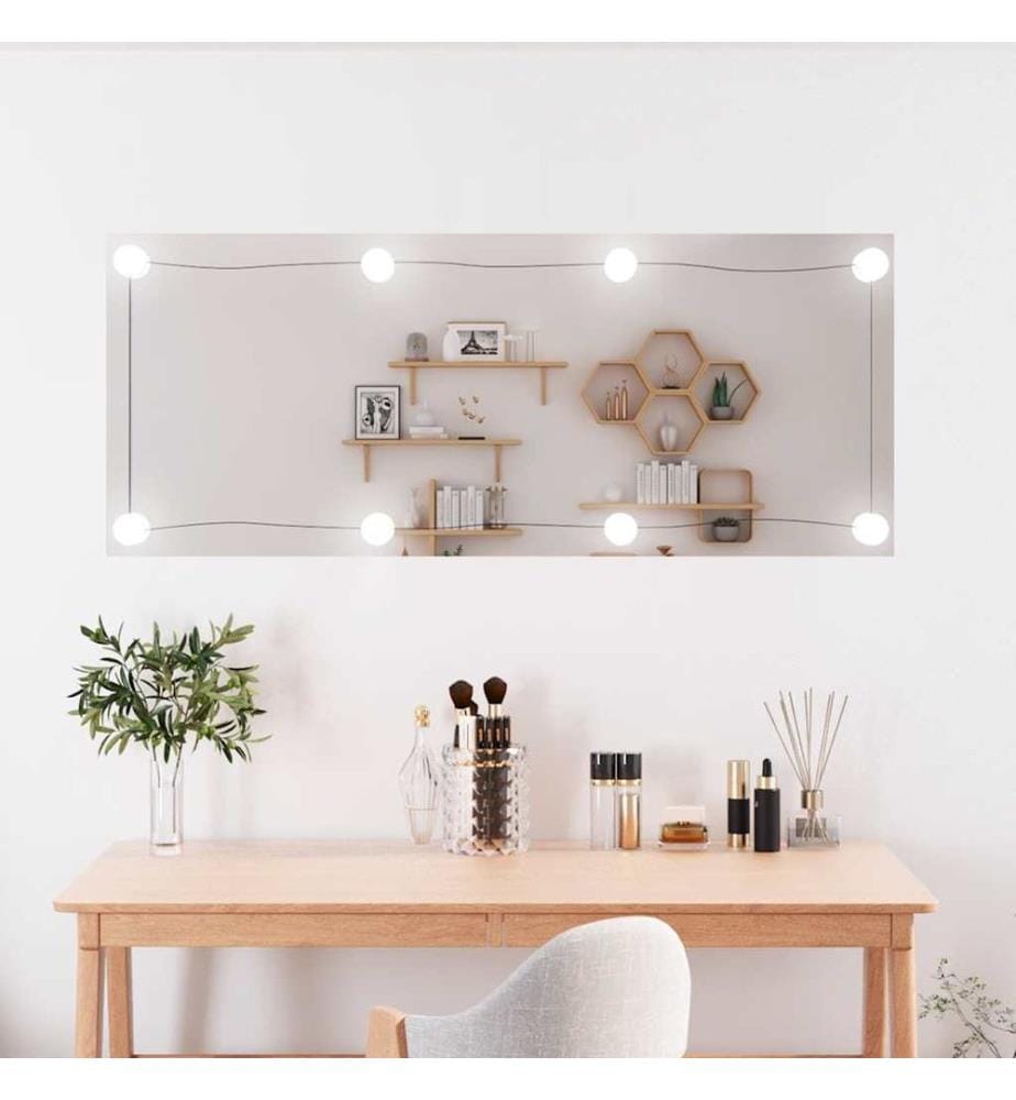 Wandspiegel mit LED-Leuchten 40x100 cm Glas Rechteckig