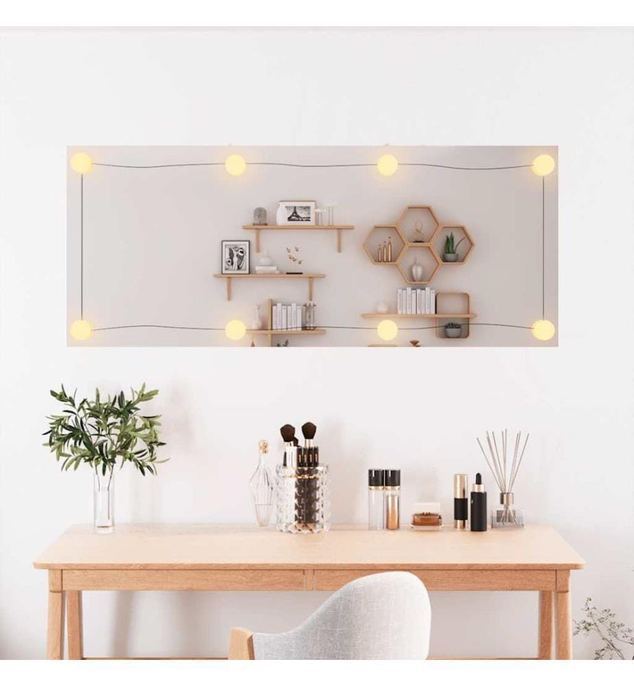 Wandspiegel mit LED-Leuchten 40x100 cm Glas Rechteckig