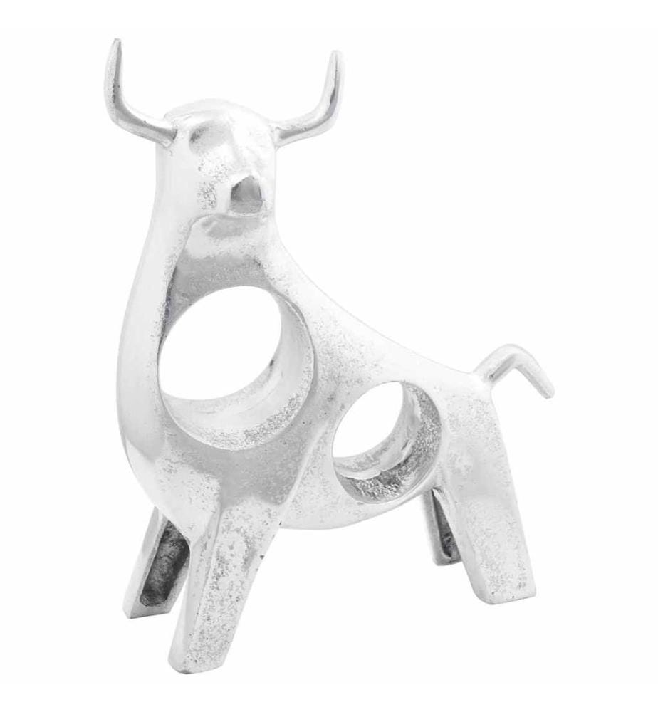 Stierskulptur Silber 22 x 9,5 x 34 cm Aluminium