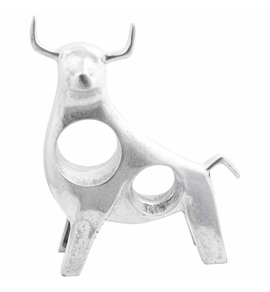 Stierskulptur Silber 22 x 9,5 x 34 cm Aluminium