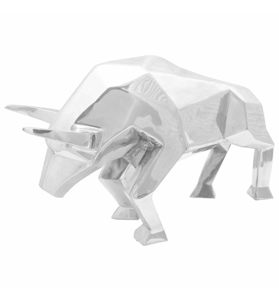 Stierskulptur Silber 74 x 23 x 30 cm Aluminium