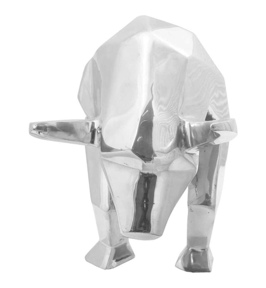 Stierskulptur Silber 74 x 23 x 30 cm Aluminium