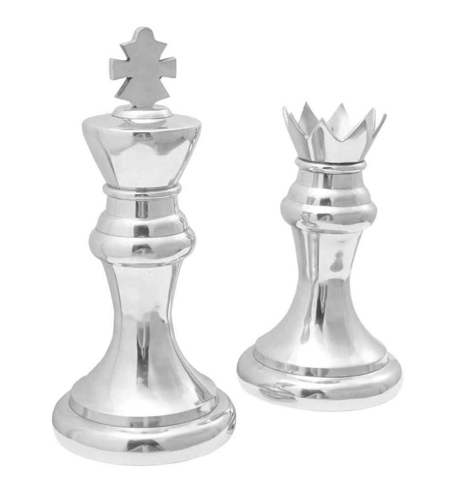 Sculptures 2 pcs Silver 17 x 17 x 42 cm Aluminium