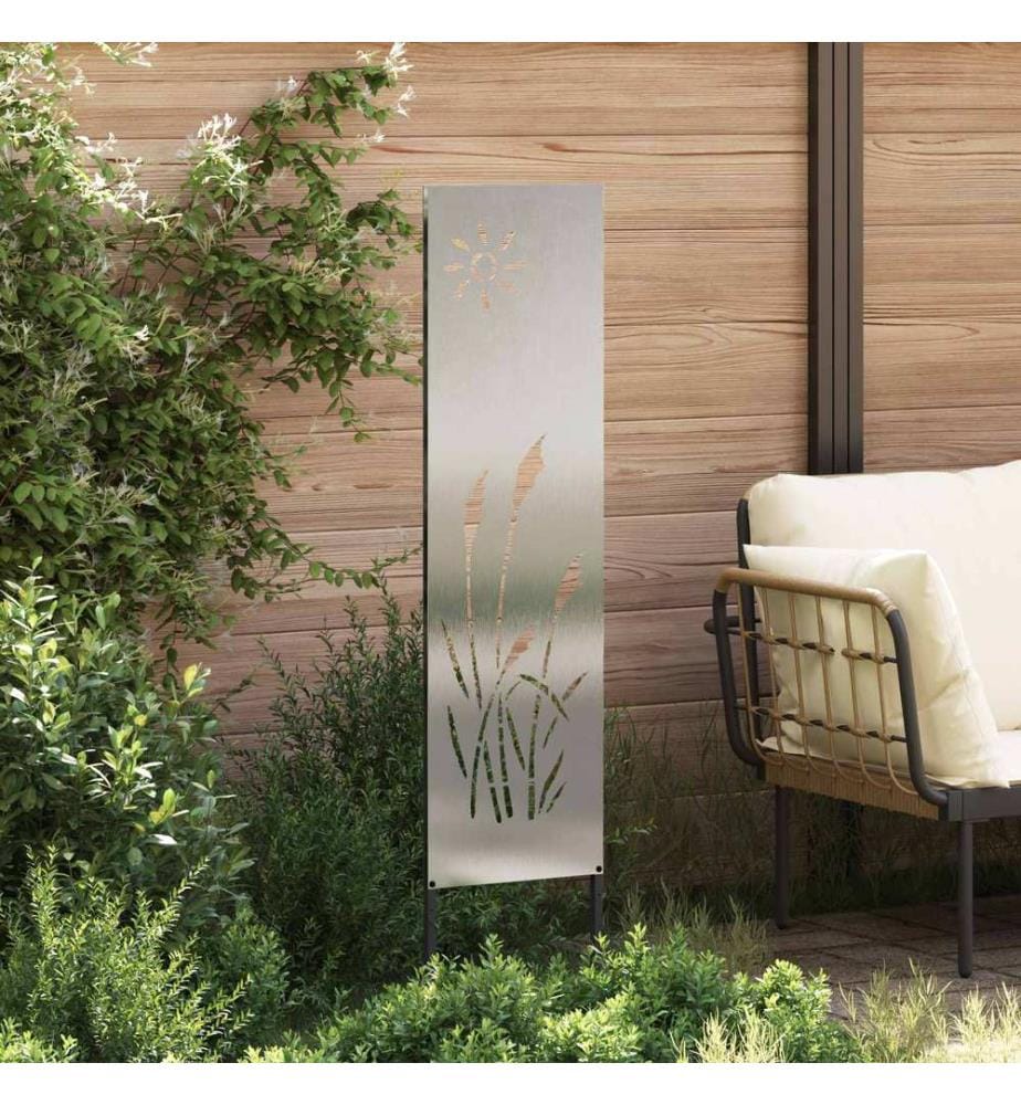 Garten Sichtschutz-Leinwand Silber 32 x 140 cm Edelstahl