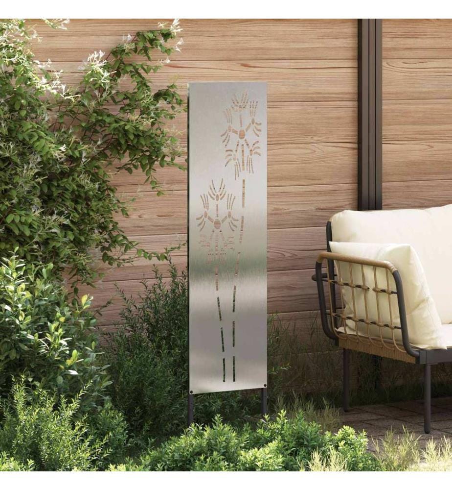 Garten Sichtschutz-Leinwand Silber 32 x 140 cm Edelstahl