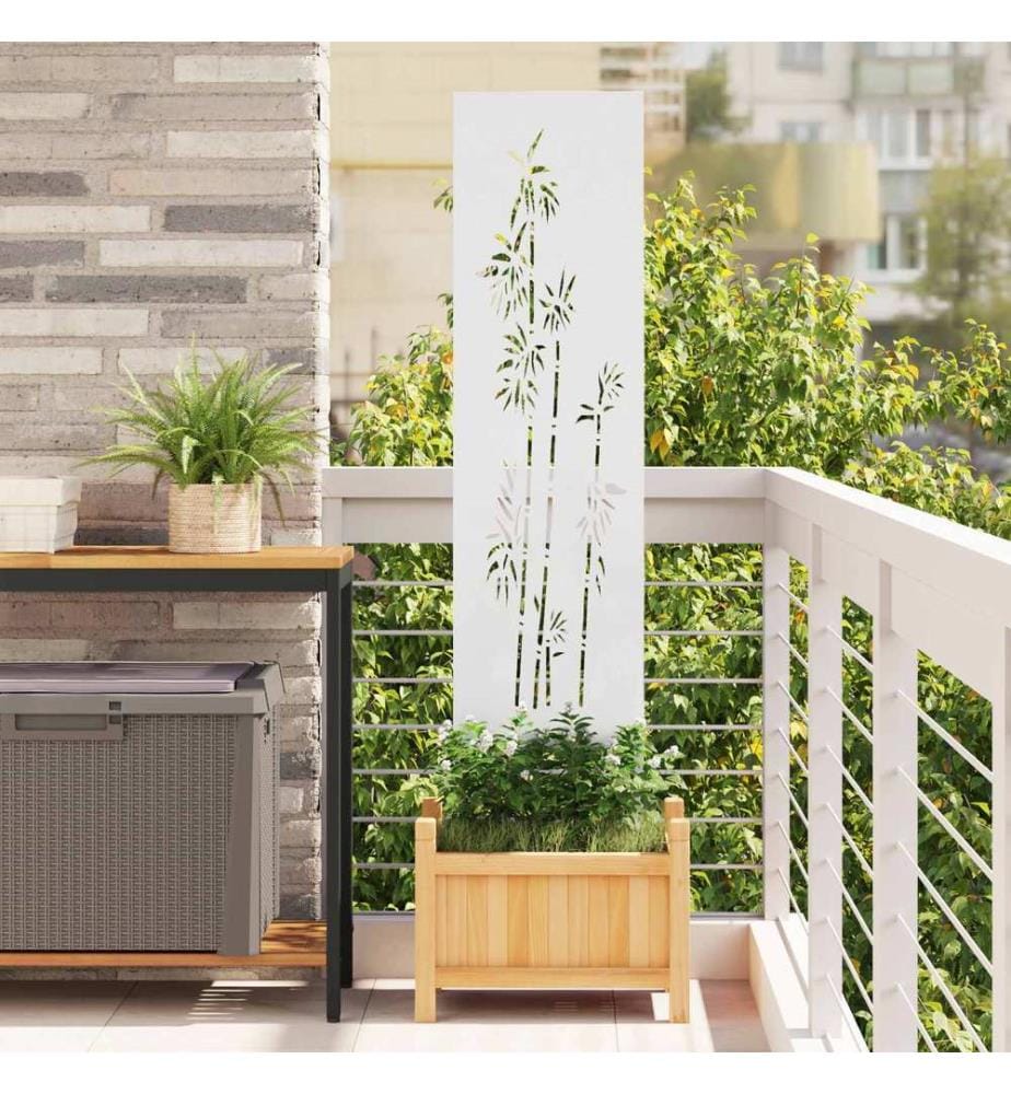Garten Sichtschutz-Leinwand Floral Weiss 32 x 140 cm