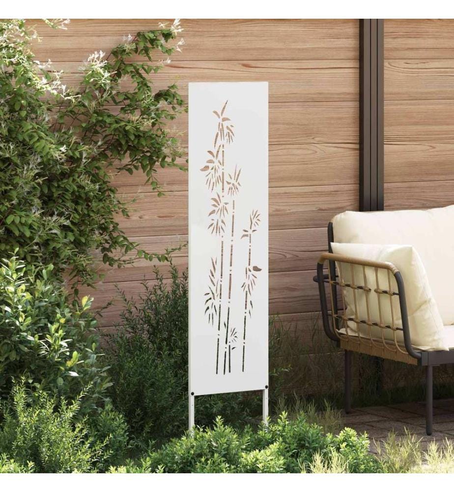 Garten Sichtschutz-Leinwand Floral Weiss 32 x 140 cm