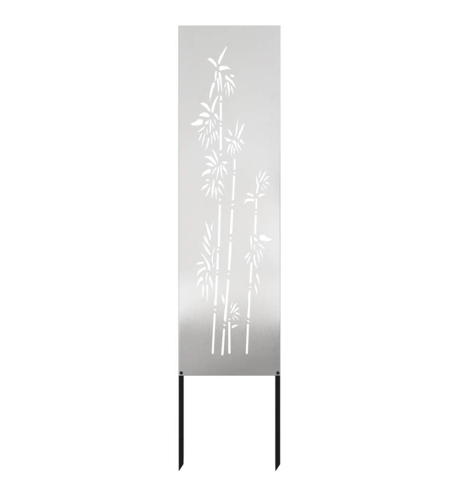 Garten Sichtschutz-Leinwand Floral Silber 32 x 140 cm Edelstahl