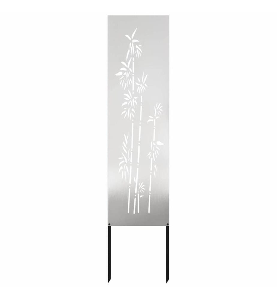 Garten Sichtschutz-Leinwand Floral Silber 32 x 140 cm Edelstahl