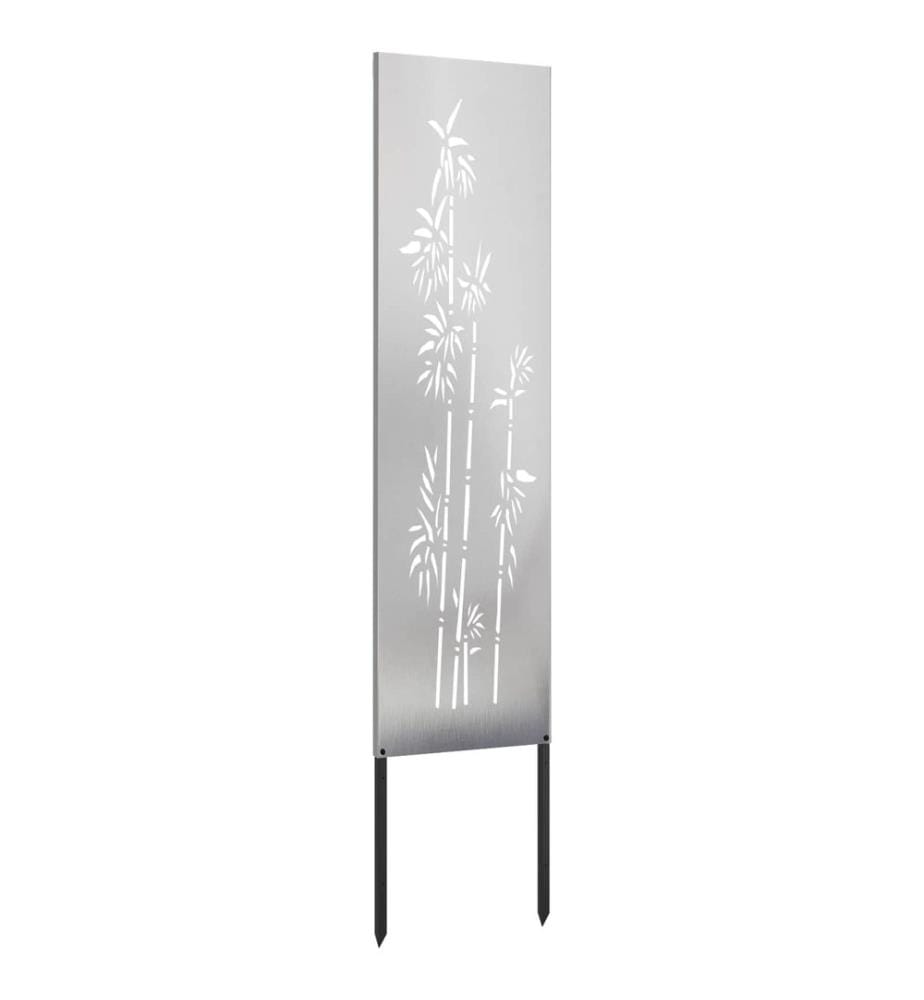 Garten Sichtschutz-Leinwand Floral Silber 32 x 140 cm Edelstahl