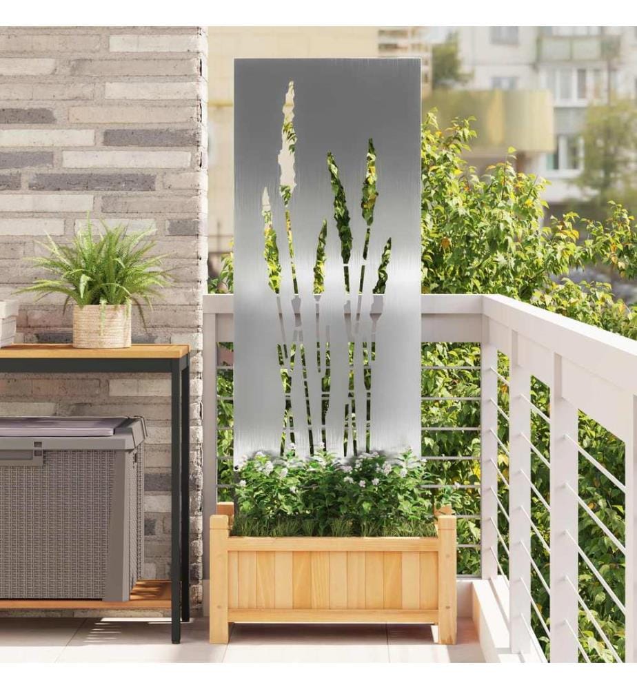 Garten Sichtschutz-Leinwand Floral Silber 50 x 140 cm Edelstahl