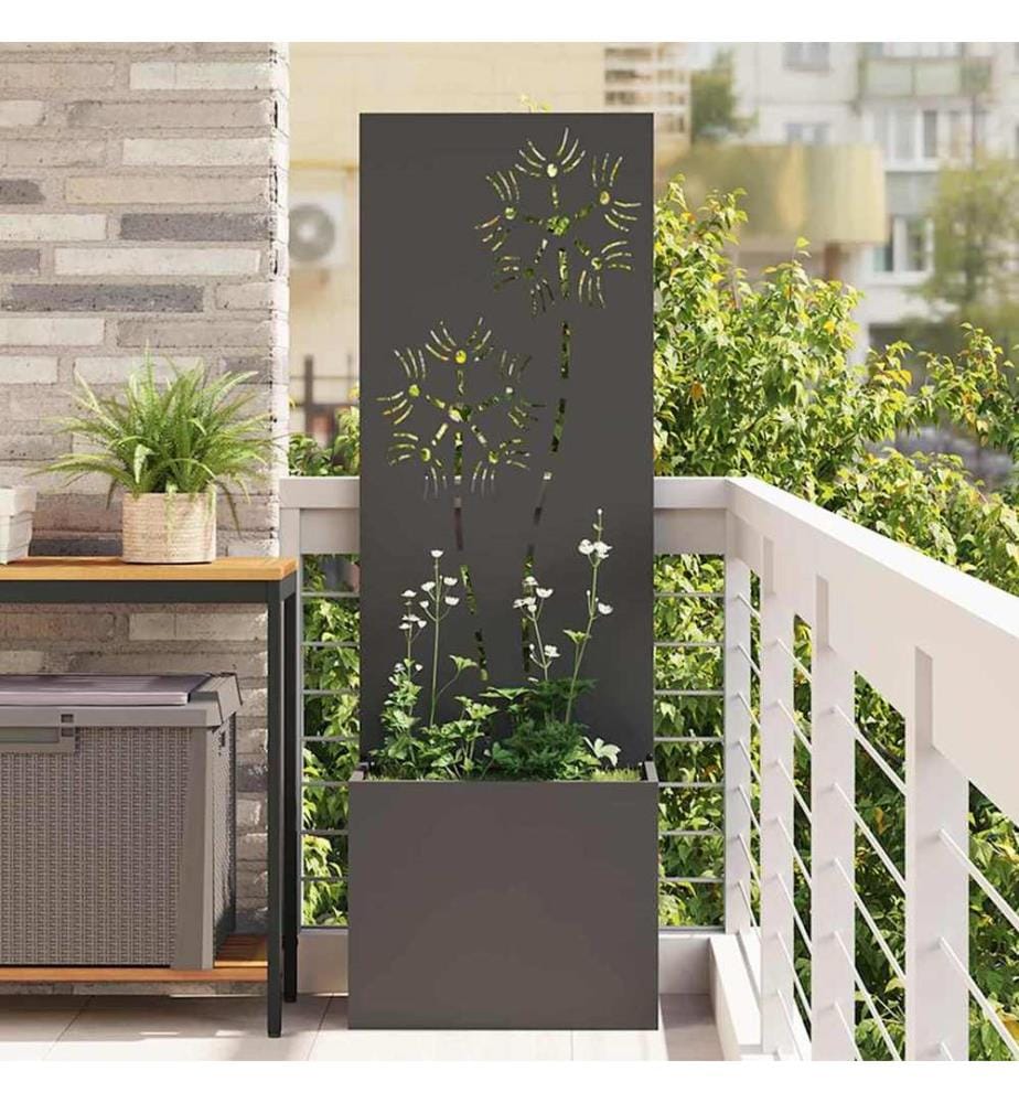 Garten Sichtschutz-Leinwand Floral Schwarz 50 x 32 x 150 cm