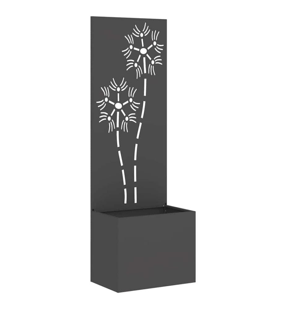 Garten Sichtschutz-Leinwand Floral Schwarz 50 x 32 x 150 cm
