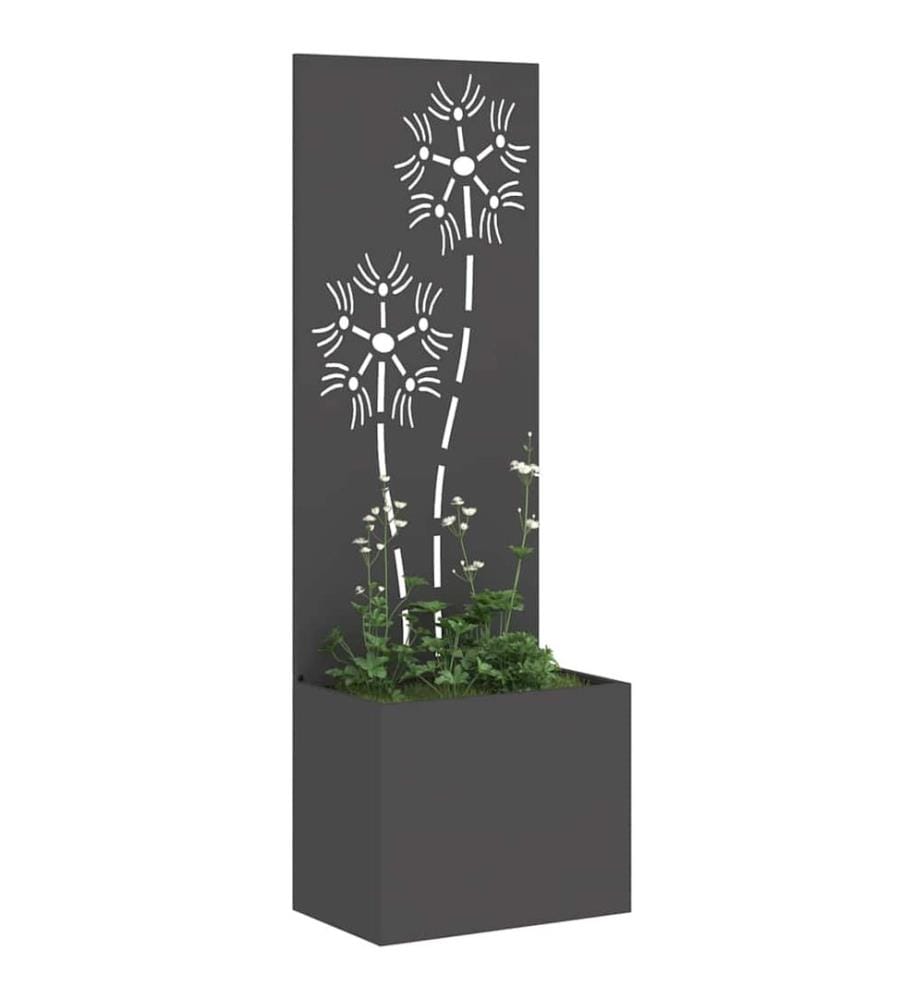 Garten Sichtschutz-Leinwand Floral Schwarz 50 x 32 x 150 cm