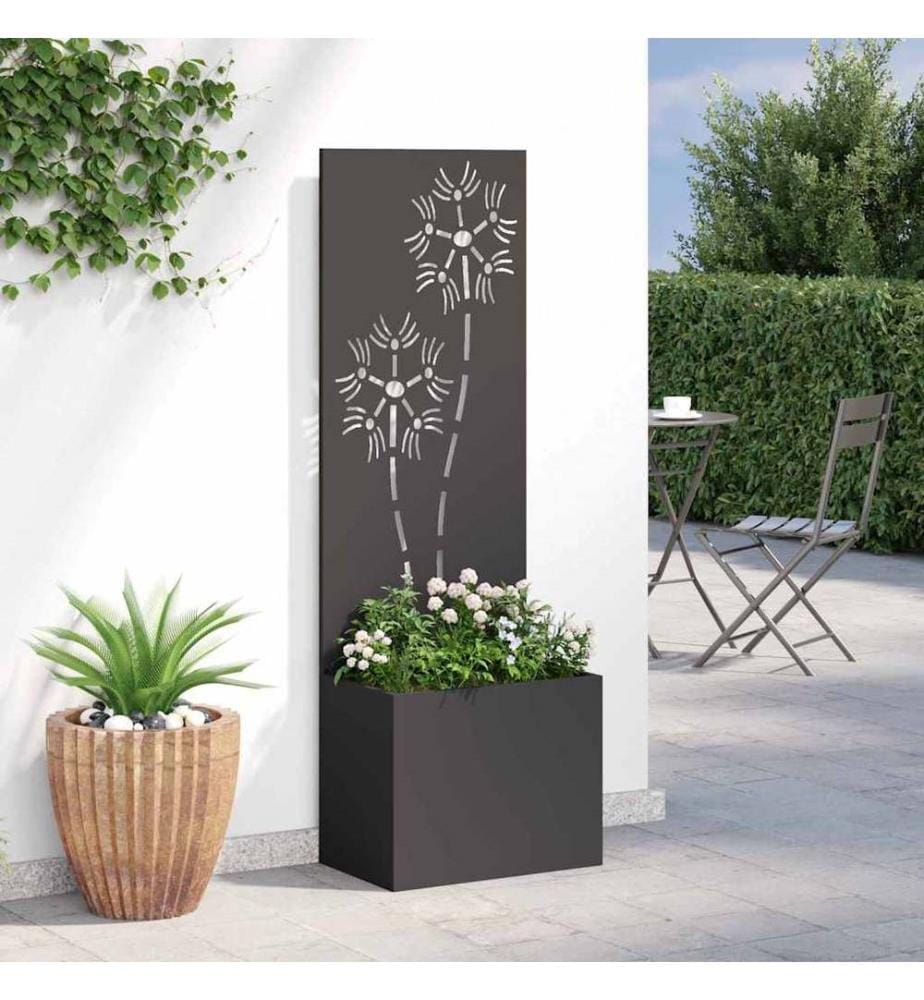 Garten Sichtschutz-Leinwand Floral Schwarz 50 x 32 x 150 cm