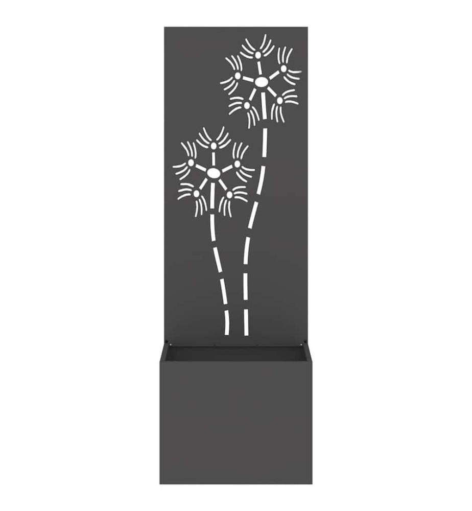 Garten Sichtschutz-Leinwand Floral Schwarz 50 x 32 x 150 cm