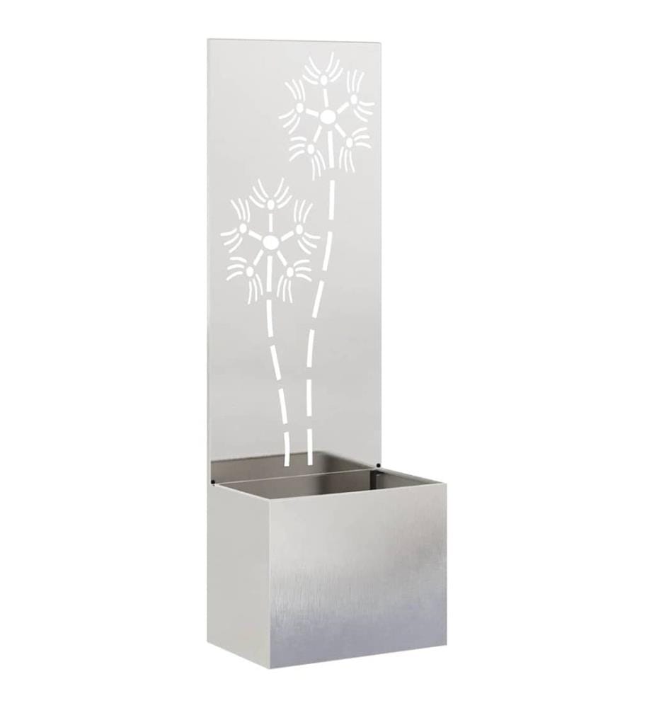 Garten Sichtschutz-Leinwand Floral Silber 50 x 150 cm Edelstahl