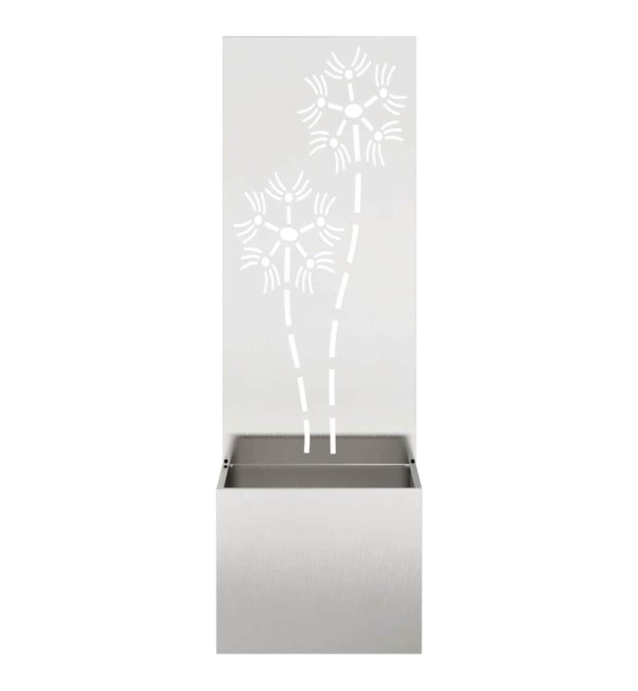 Garten Sichtschutz-Leinwand Floral Silber 50 x 150 cm Edelstahl
