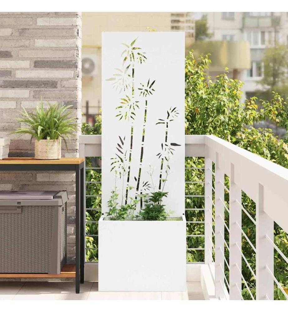 Garten Sichtschutz-Leinwand Floral Weiss 50 x 150 cm