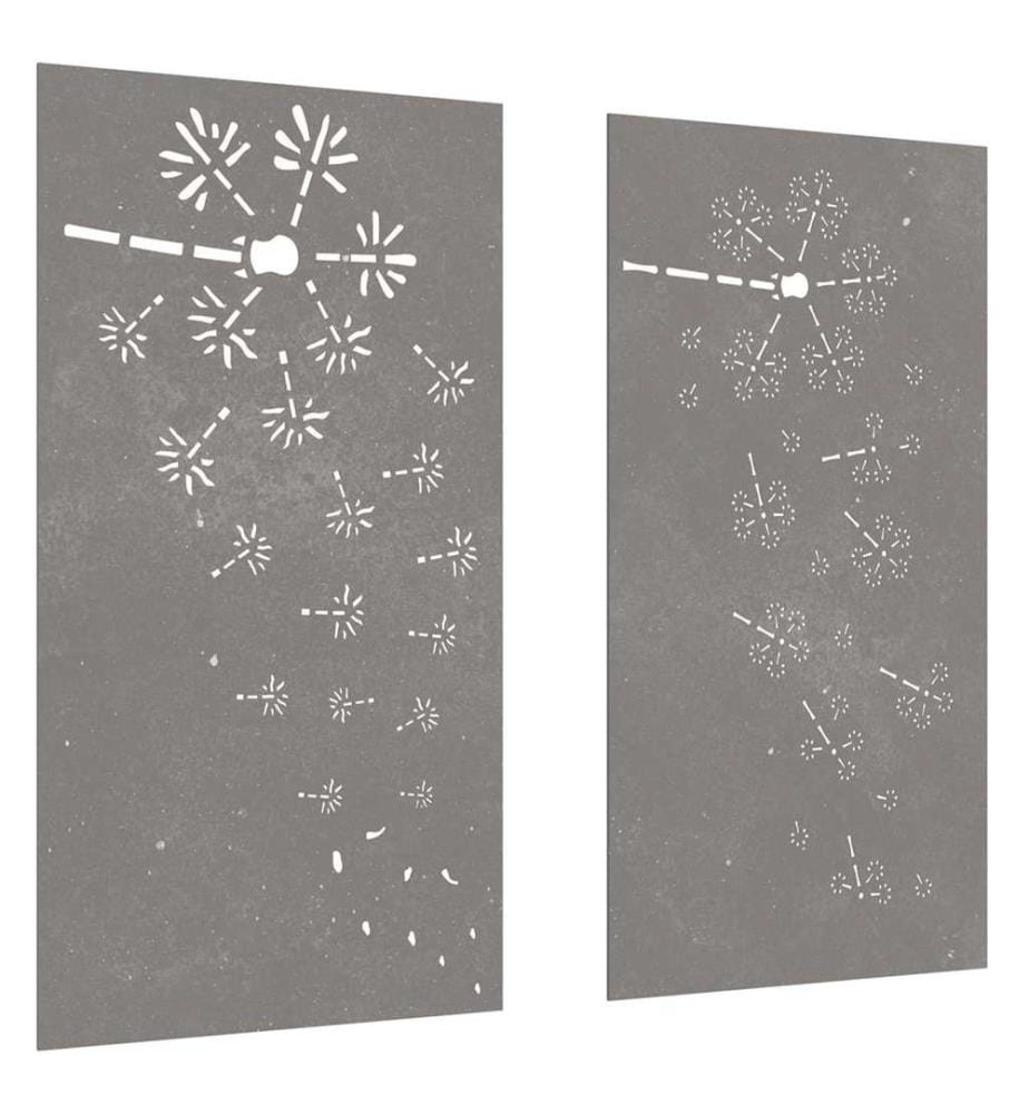 2-tlg. Garten-Wanddeko 105x55 cm Cortenstahl Blumen-Design