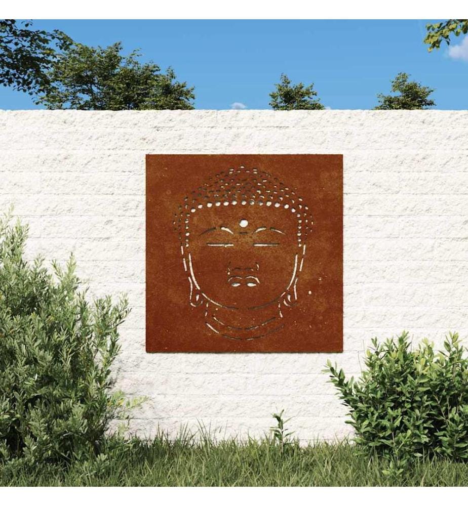 Décoration murale jardin 55x55 cm motif de tête de bouddha
