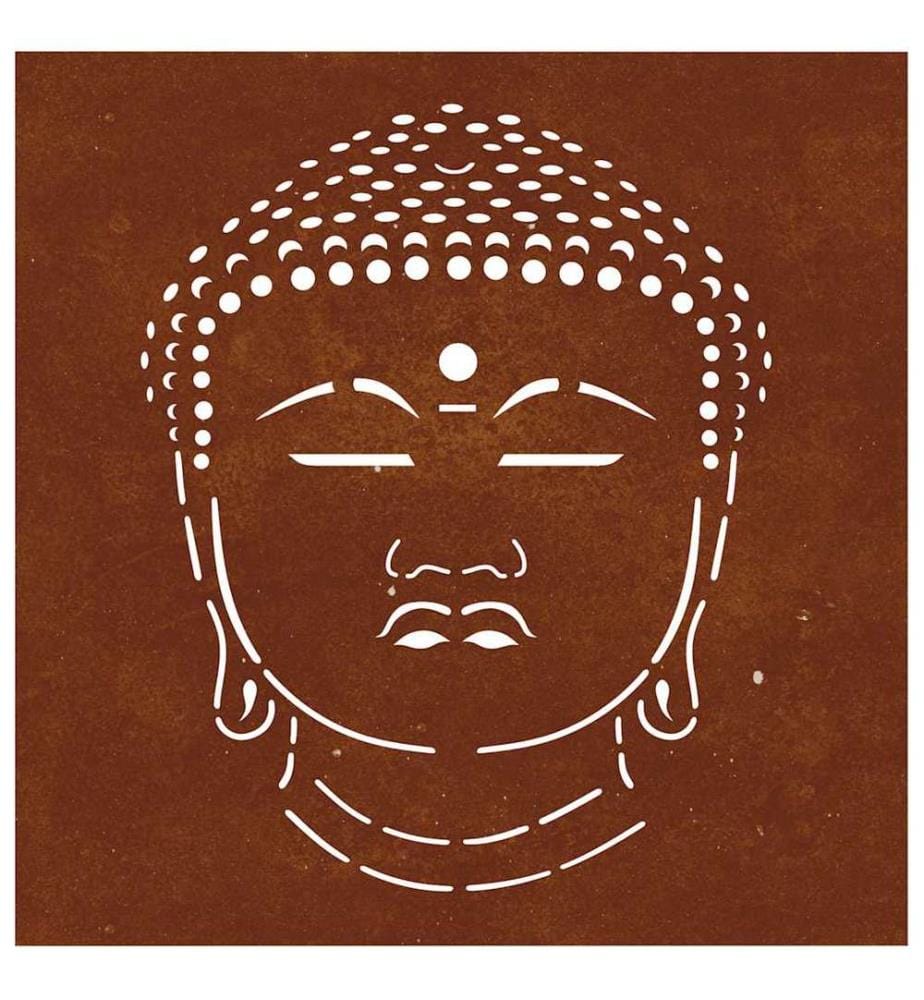 Décoration murale jardin 55x55 cm motif de tête de bouddha