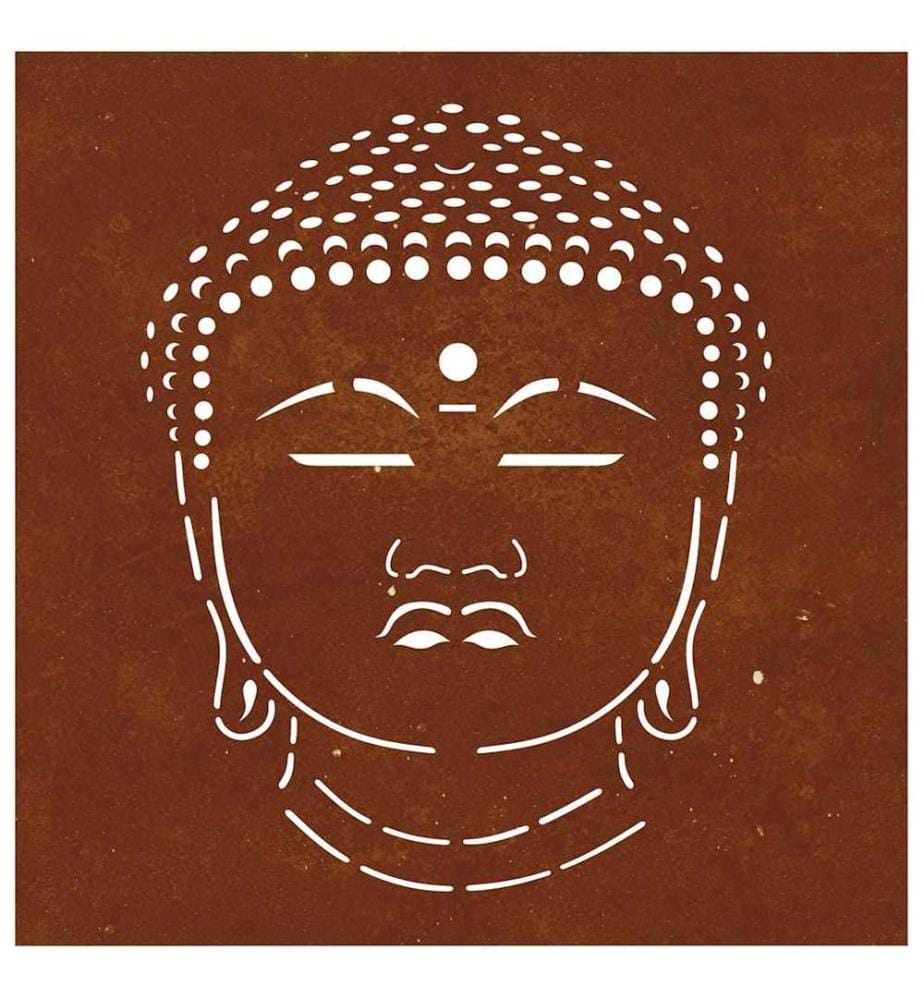 Décoration murale jardin 55x55 cm motif de tête de bouddha