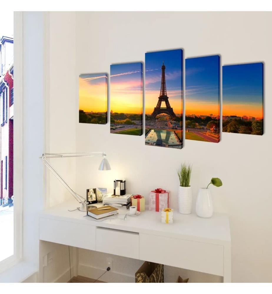 Set de toiles murales imprimées Tour Eiffel 200 x 100 cm