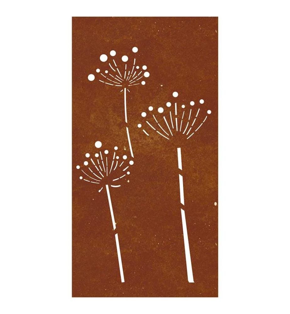 Garten-Wanddeko 105x55 cm Cortenstahl Blumen-Design