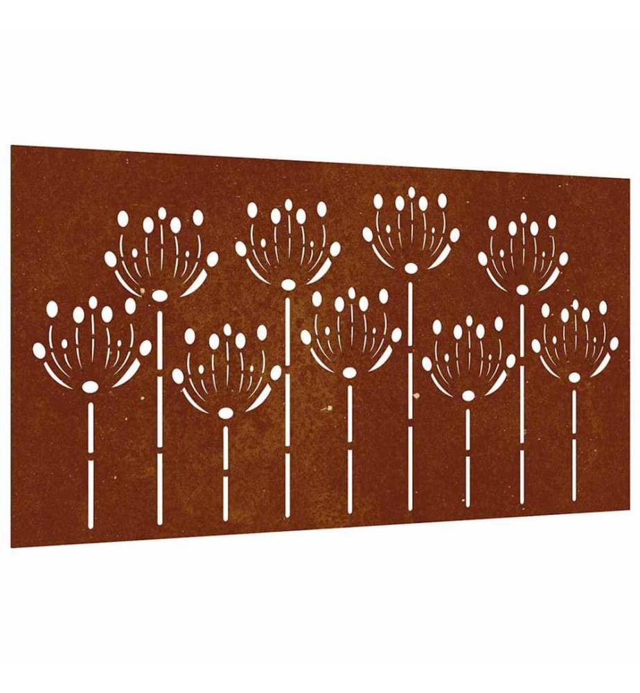 Garten-Wanddeko 105x55 cm Cortenstahl Blumen-Design