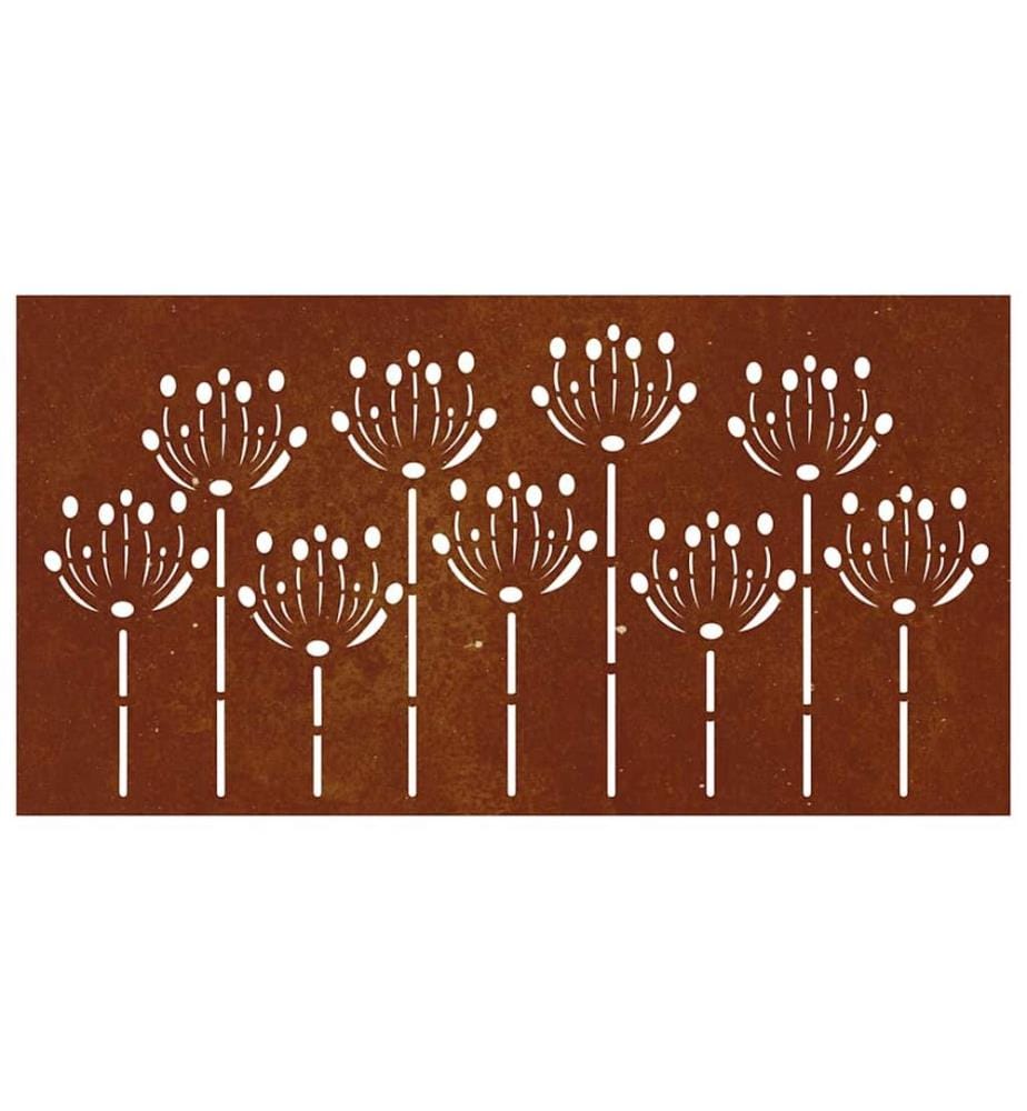 Garten-Wanddeko 105x55 cm Cortenstahl Blumen-Design