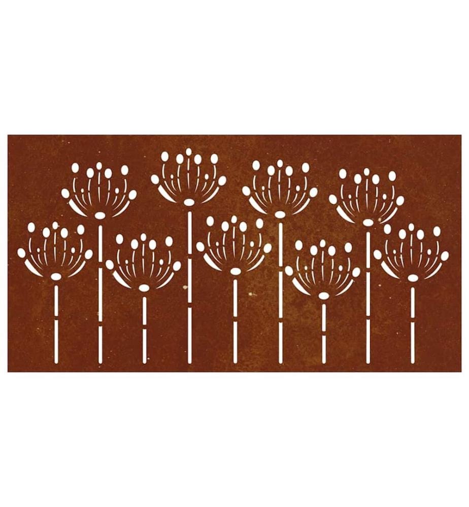 Garten-Wanddeko 105x55 cm Cortenstahl Blumen-Design