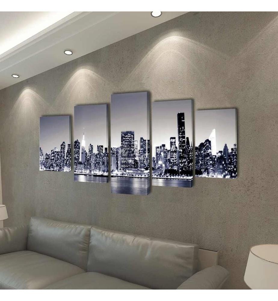 Set de toiles murales imprimées Horizon de New York monochrome