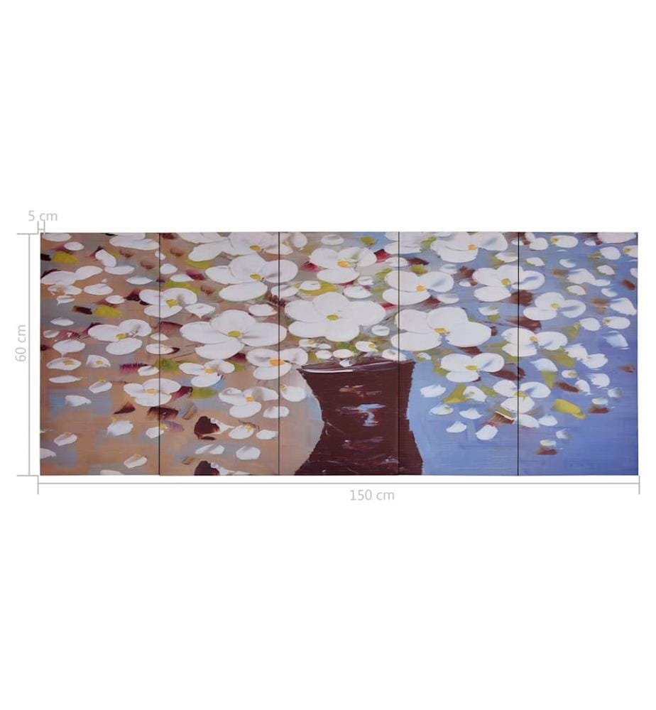 Leinwandbild-Set Blumen in Vase Mehrfarbig 150x60 cm