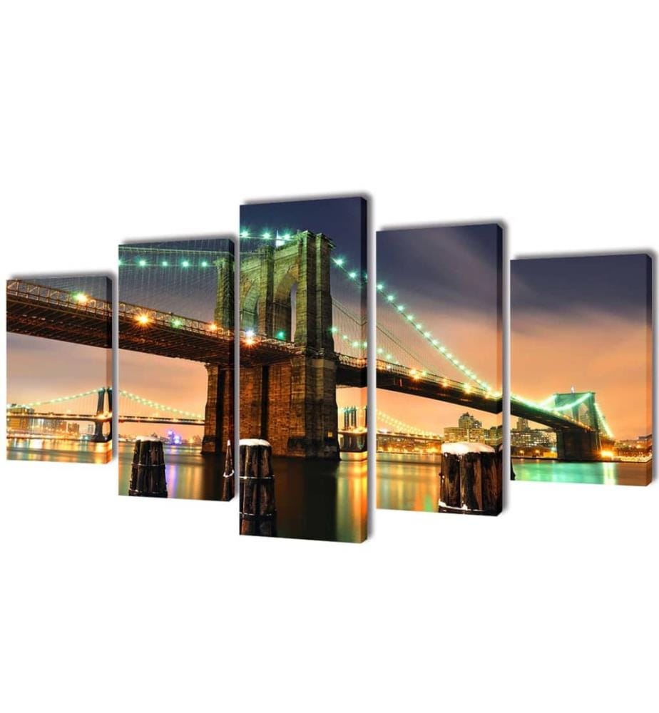Set de toiles murales imprimées Pont de Brooklin 200 x 100 cm