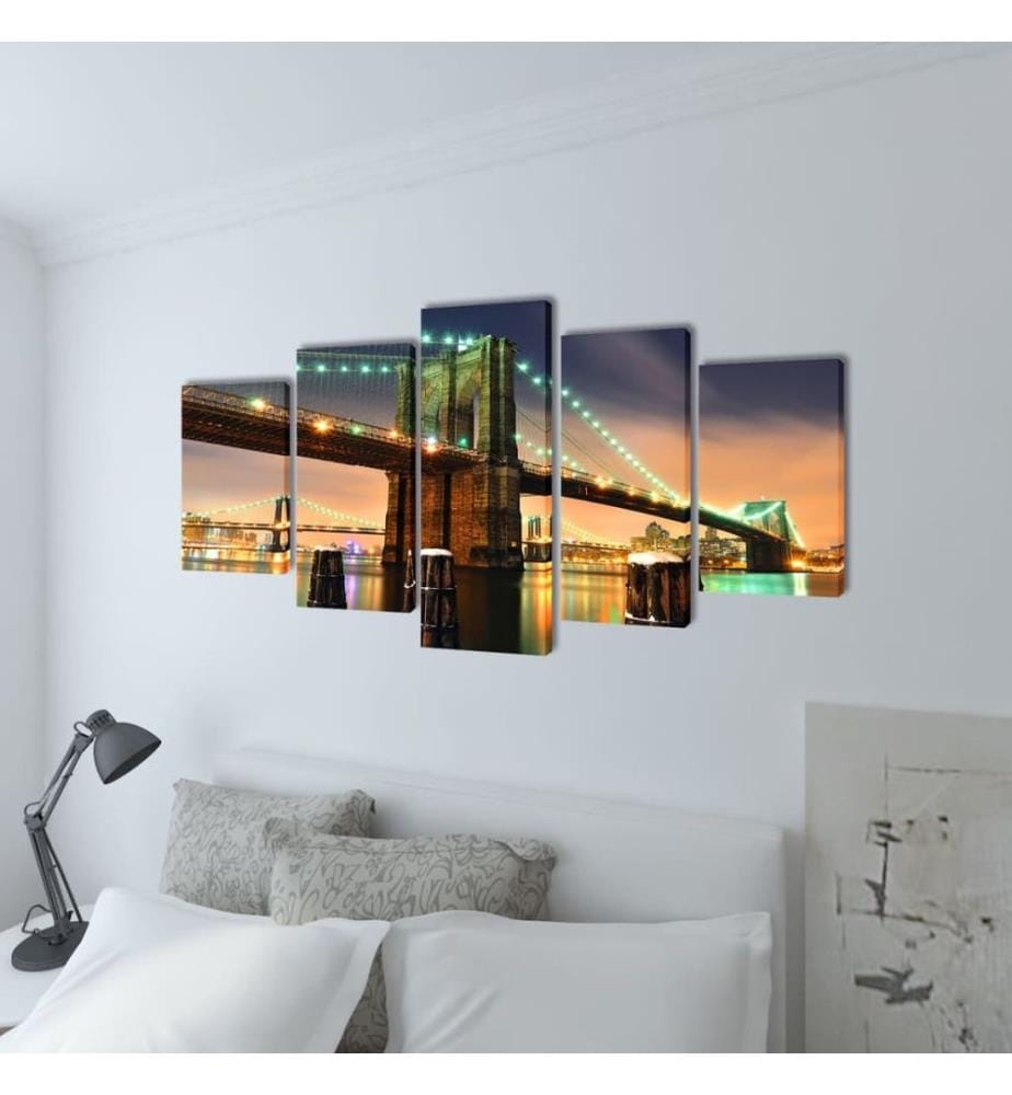 Set de toiles murales imprimées Pont de Brooklin 200 x 100 cm