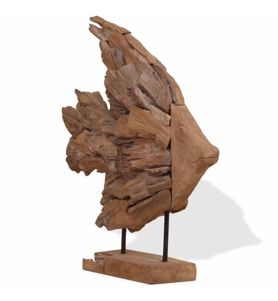 Sculpture de poisson teck 40x12x57 cm
