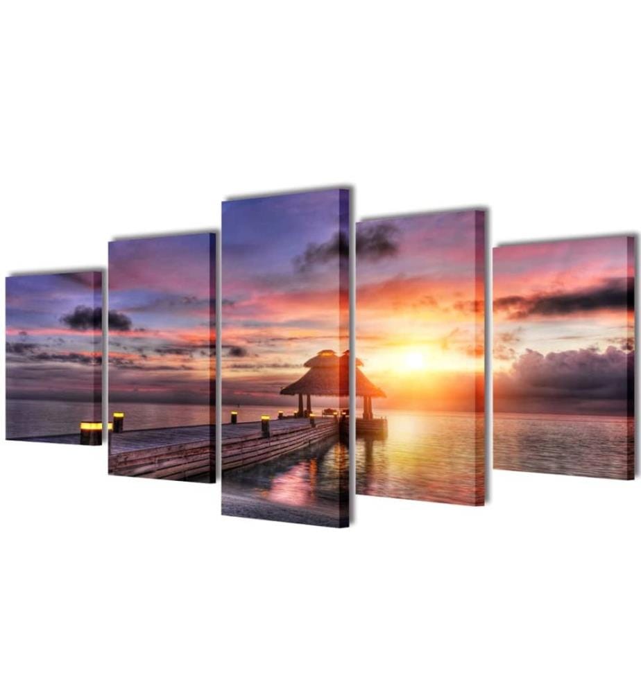 Bilder Dekoration Set Strand mit Pavillon 100 x 50 cm