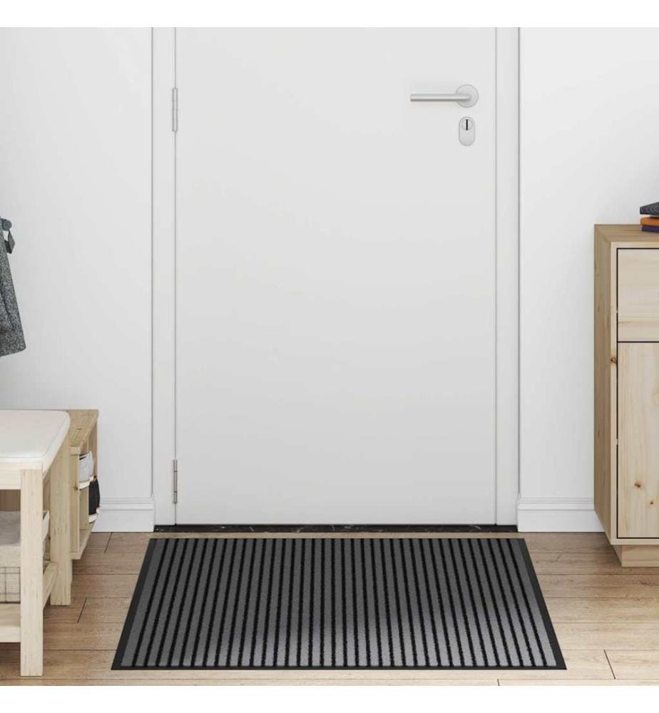 Fussmatte Streifen Schwarz und Grau 90x120 cm