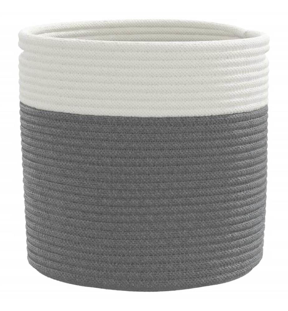 Paniers de rangement 2 pcs gris et blanc Ø28x28 cm coton