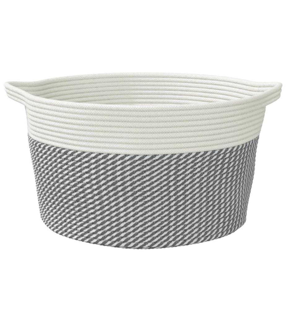Aufbewahrungskorb Grau und Weiss Ø40x25 cm Baumwolle