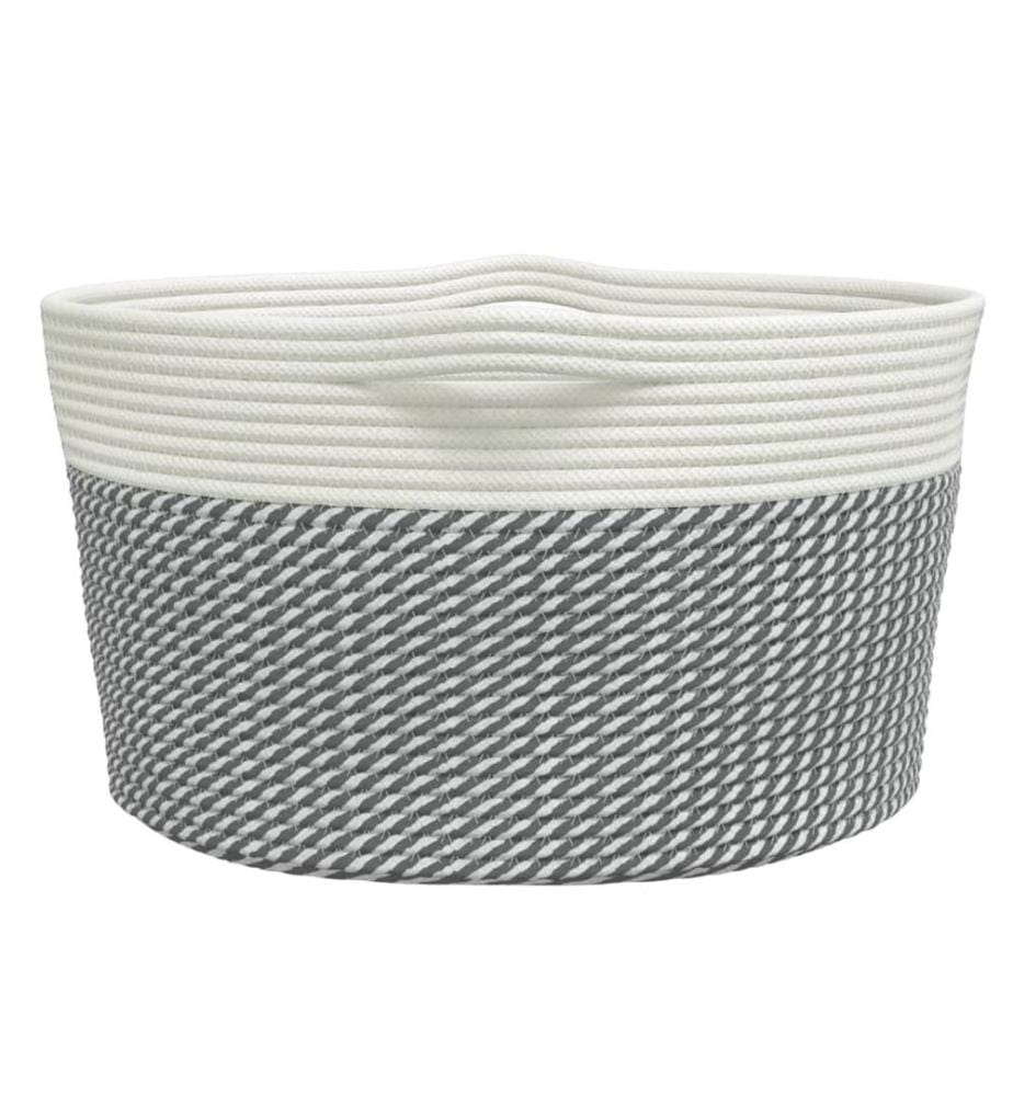 Aufbewahrungskorb Grau und Weiss Ø40x25 cm Baumwolle