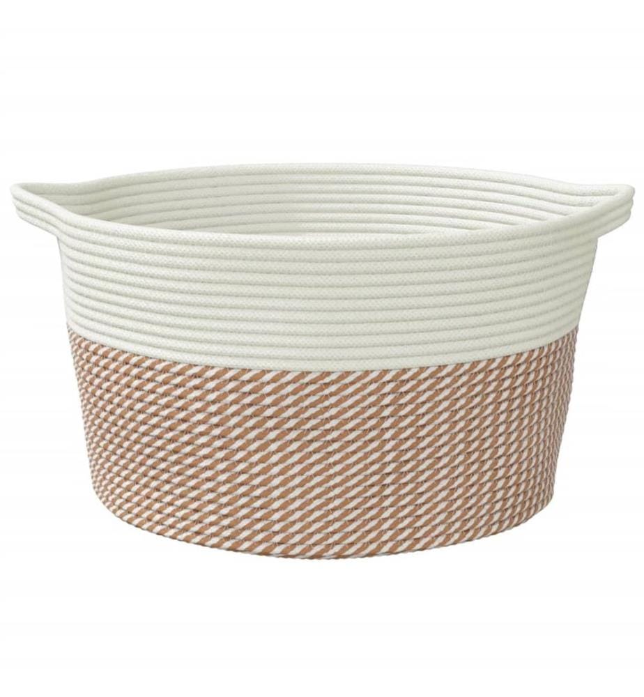Aufbewahrungskorb Braun und Weiss Ø40x25 cm Baumwolle