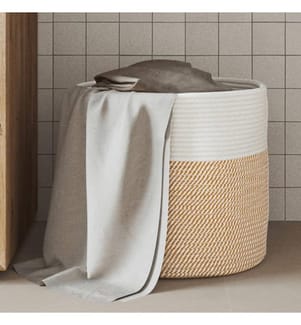 Aufbewahrungskorb Braun und Weiss Ø40x35 cm Baumwolle