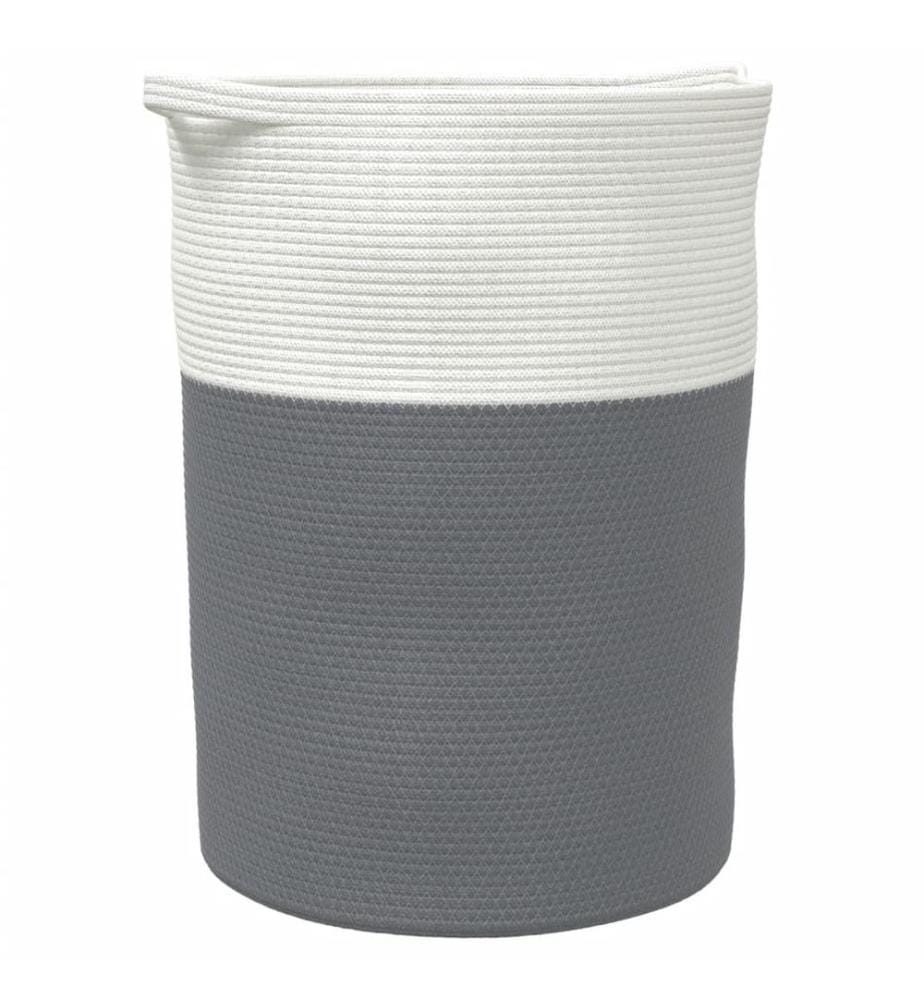 Panier de rangement gris et blanc Ø49x65 cm coton