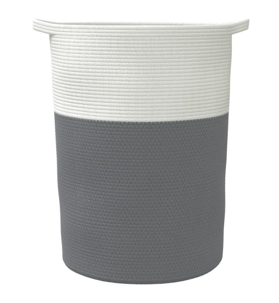 Panier de rangement gris et blanc Ø49x65 cm coton