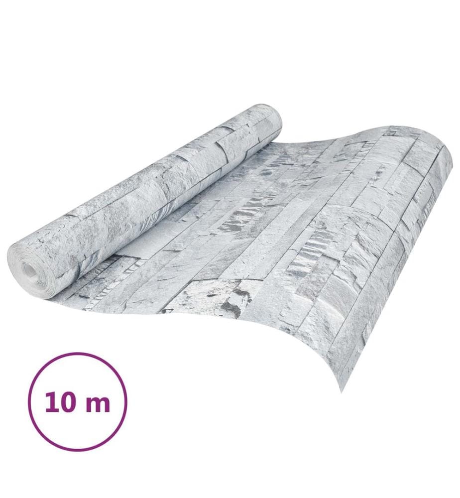 3D Stein Tapete Hellgrau 10 x 0,53 m Vliesstoff