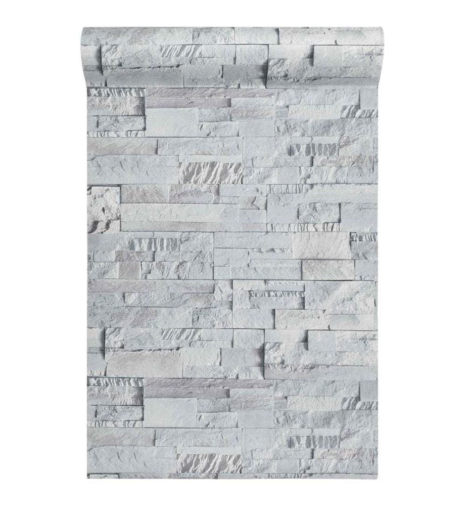 3D Stein Tapete Hellgrau 10 x 0,53 m Vliesstoff