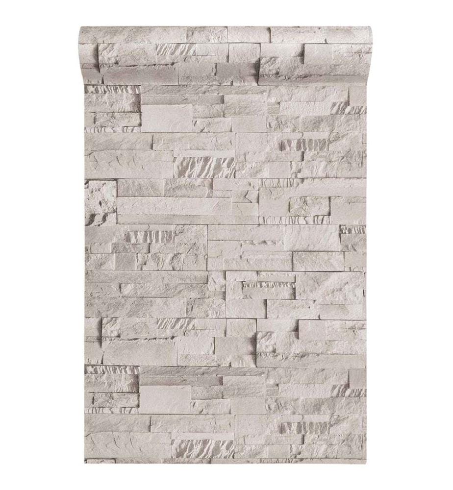 3D Stein Tapete Creme 10 x 0,53 m Vliesstoff