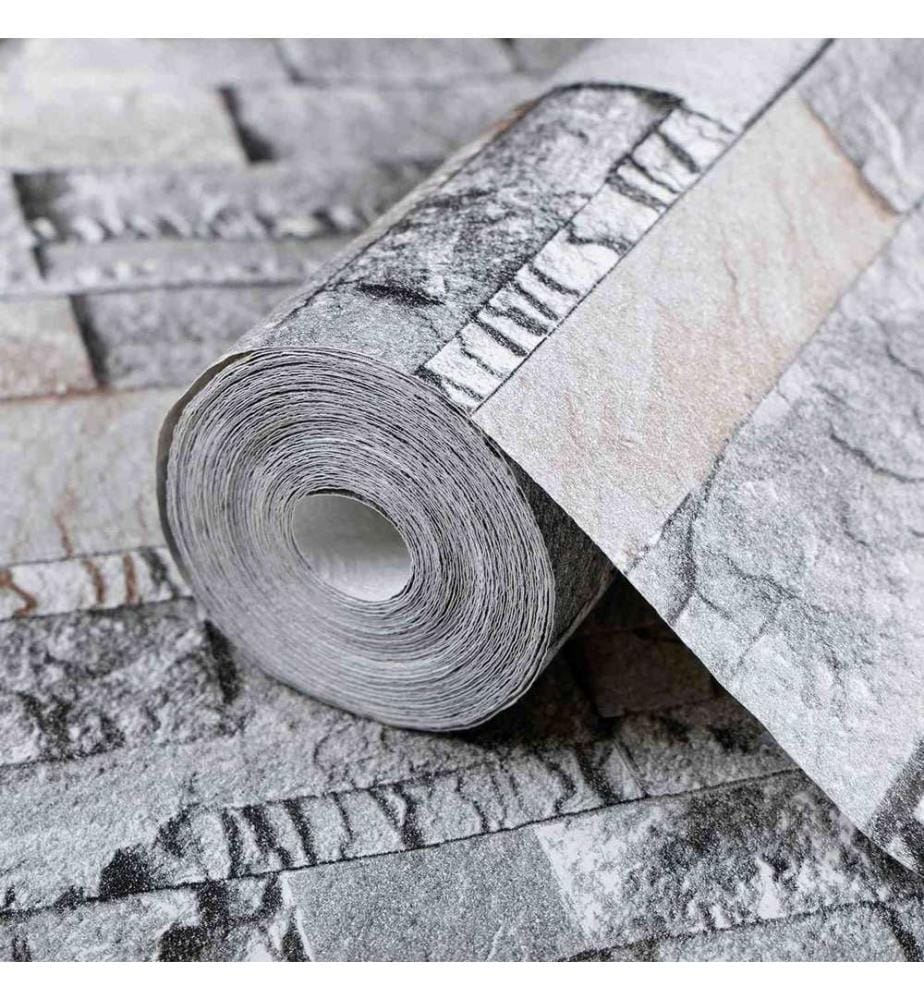 3D Stein Tapete Grau 10 x 0,53 m Vliesstoff